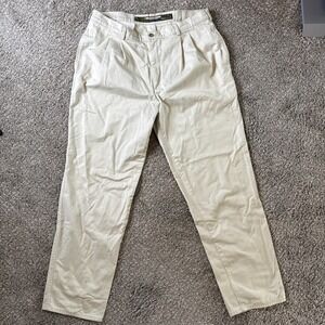 Duxbak Vintage Pleated Chino Pants Career Casual Khaki Duck Logo Size 38x32